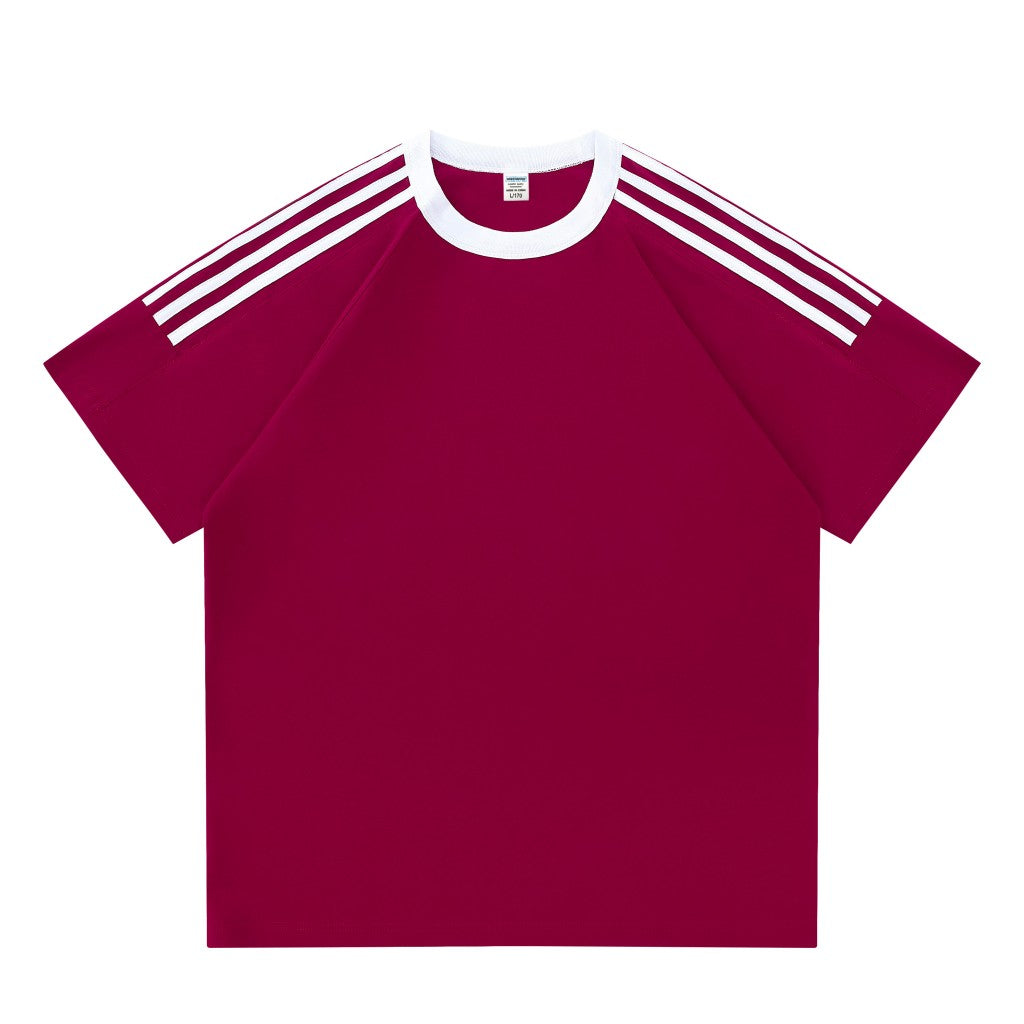 Custom Drop-Shoulder 3-Stripe T-Shirt | 100% Cotton Team Merch - MintiClothing