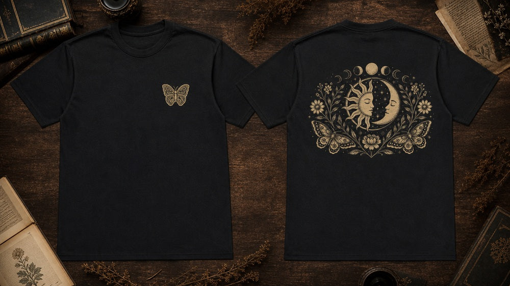Free Spirit Celestial Butterfly Boho Graphic Apparel Collection