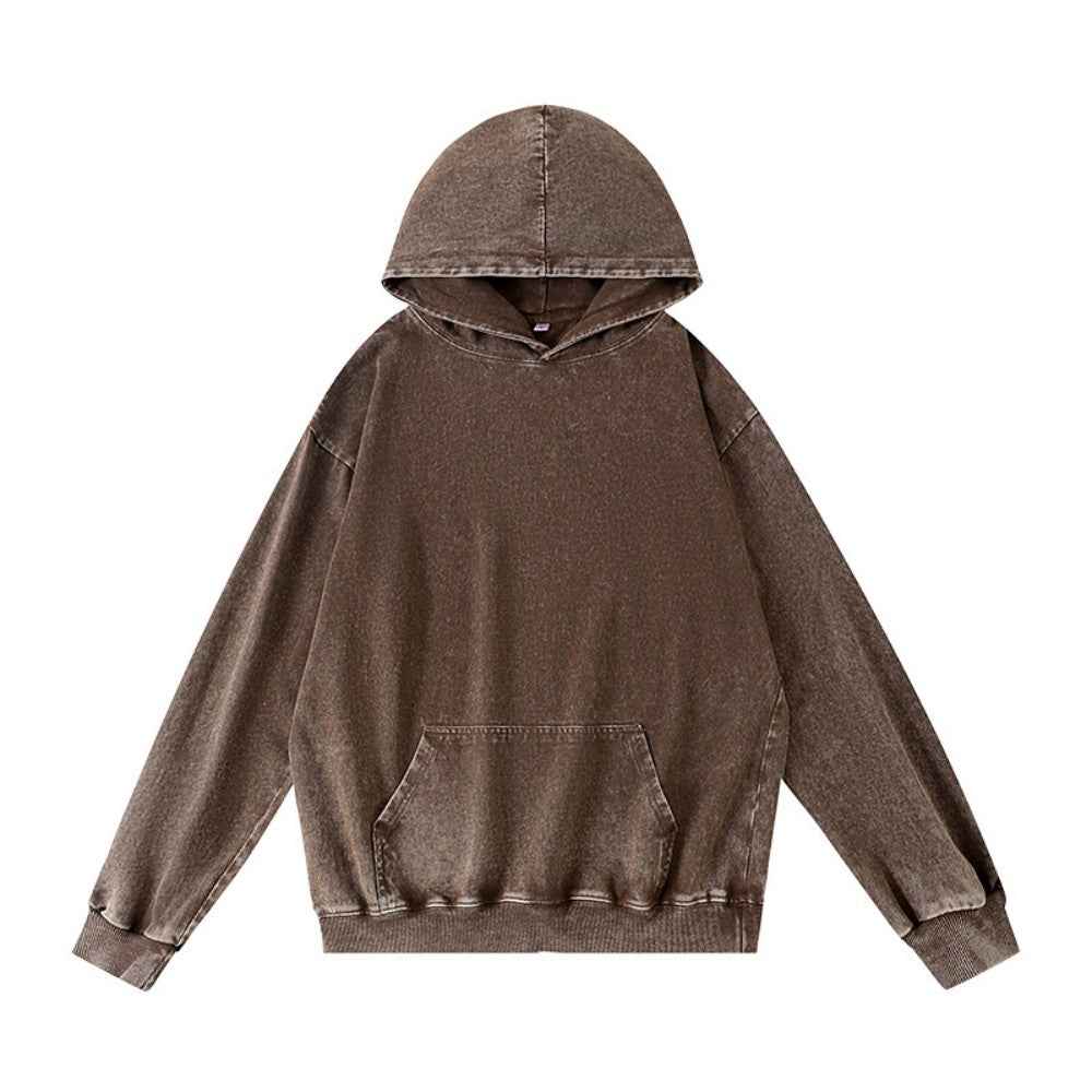Vintage Acid Washed Heavyweight Hoodie | Retro Distressed Cotton Pullover