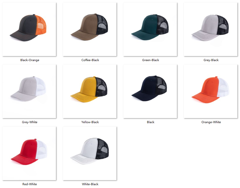 Gorra trucker personalizada de 6 paneles | Gorra de malla de algodón y poliéster para equipos Color Sheet
