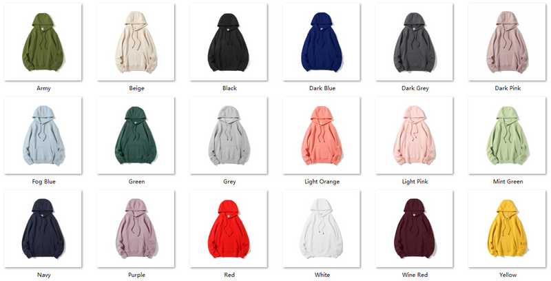 Premium 350gsm Heavyweight Custom Hoodie | Soft Velvet Lined Color Sheet