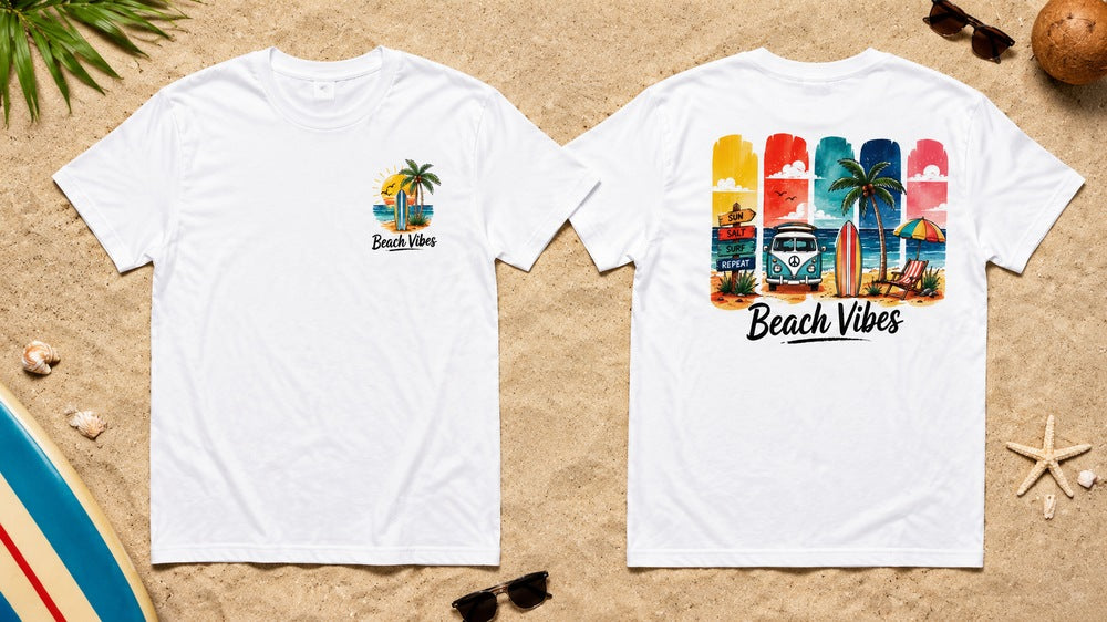 Beach Vibes Retro Surf Graphic Apparel Collection T-Shirts and Hoodies