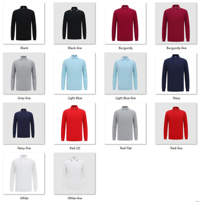 Premium Custom Long Sleeve Polo - Mercerized Cotton Pique Uniforms Color Sheet