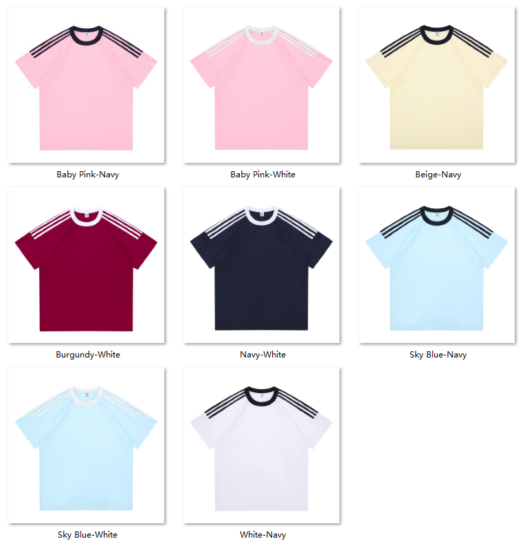 Camiseta de hombros caídos de 3 rayas personalizada | Merchandising del equipo 100% algodón Color Sheet