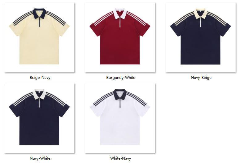 Custom Quarter-Zip Polo Shirt | 100% Cotton 3-Stripe Team Apparel Color Sheet