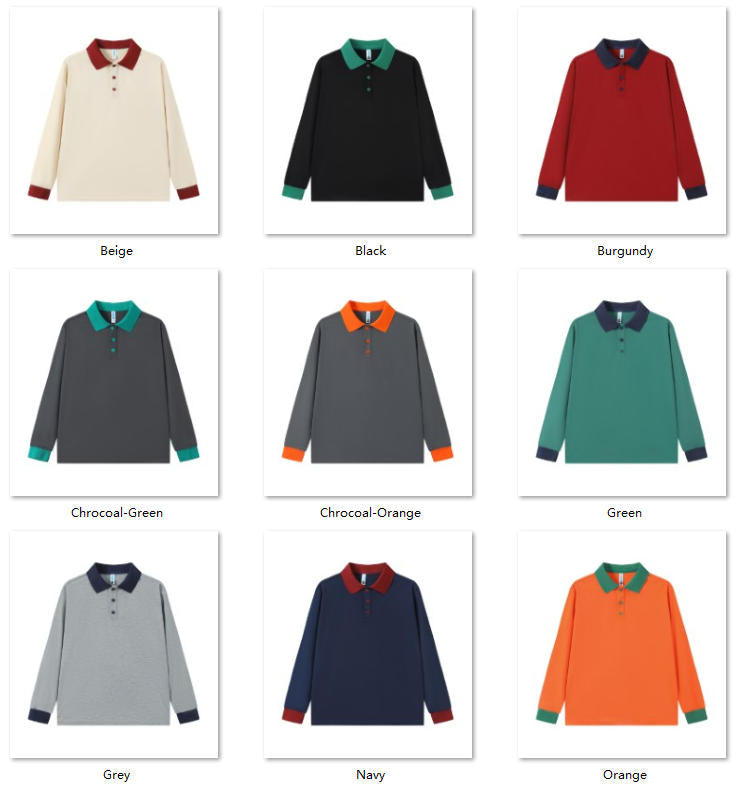 Premium Custom Long Sleeve Polo – Cotton-Feel Polyester Team Uniform & Workwear Color Sheet