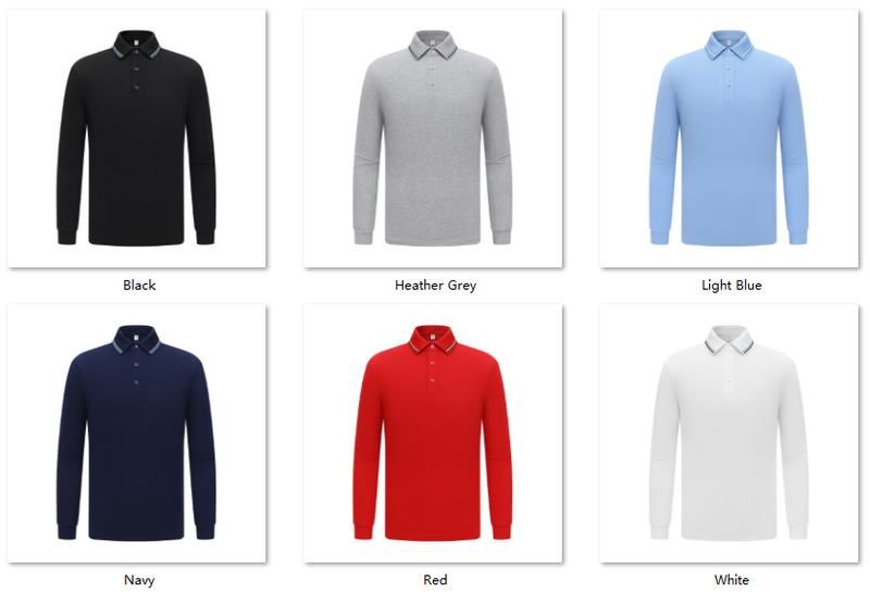 Premium Long Sleeve Pique Polo | Custom Team Uniforms & Corporate Gear Color Sheet