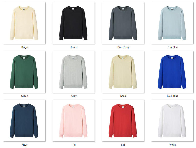 Premium Cotton Custom Crewneck | 100% Cotton for Teams & Merch Color Sheet