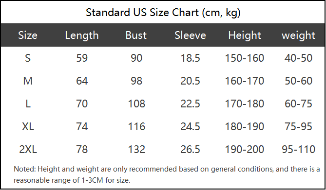 Camiseta de gimnasio personalizada de 170 g/m² - Malla transpirable y secado rápido Size Chart