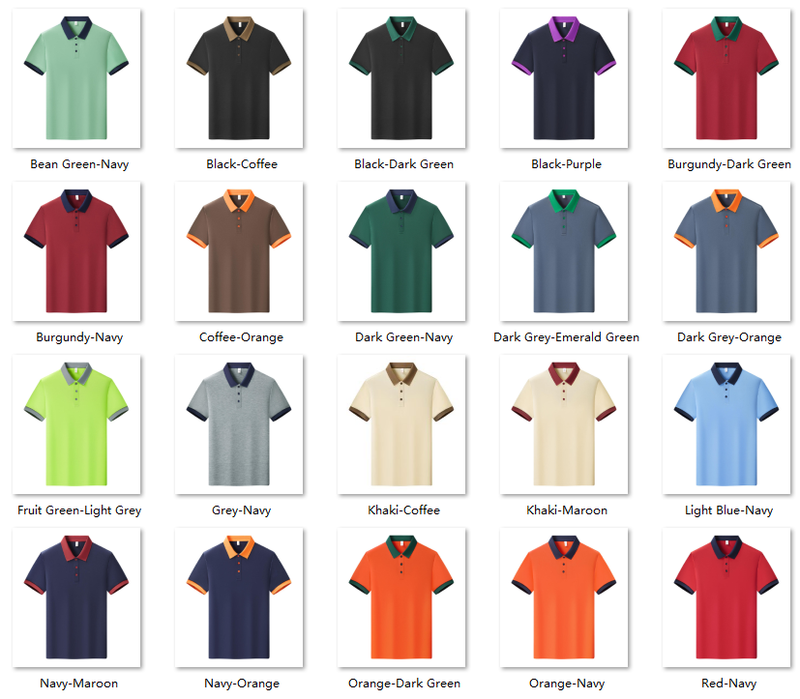 Custom Contrast Trim Polo Shirt | 220g Polyester Team Uniforms Color Sheet