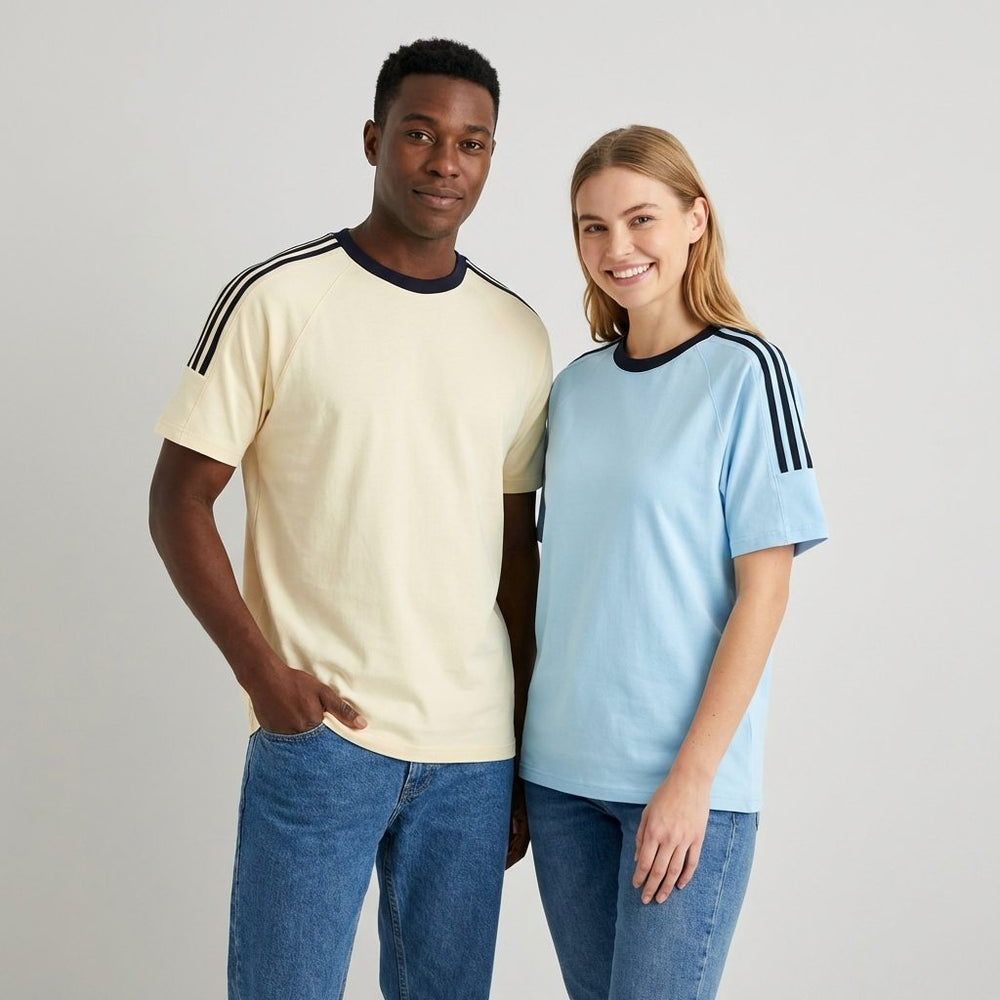 Custom Drop-Shoulder 3-Stripe T-Shirt | 100% Cotton Team Merch - MintiClothing