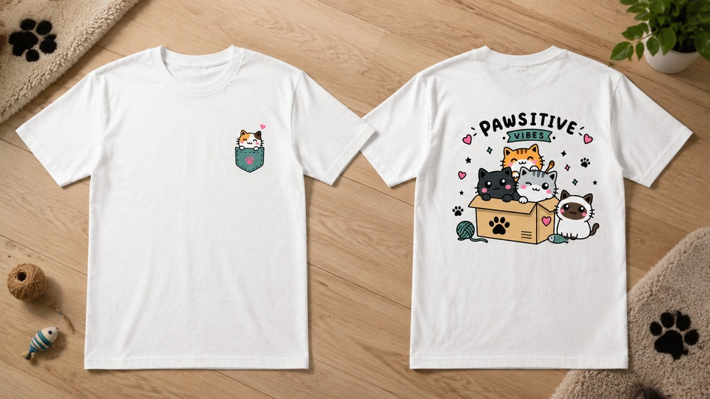 Pawsitive Vibes Kawaii Cat Graphic T-Shirts and Hoodies