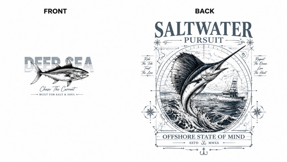 Saltwater Pursuit Nautical Graphic T-Shirts & Hoodies Collection