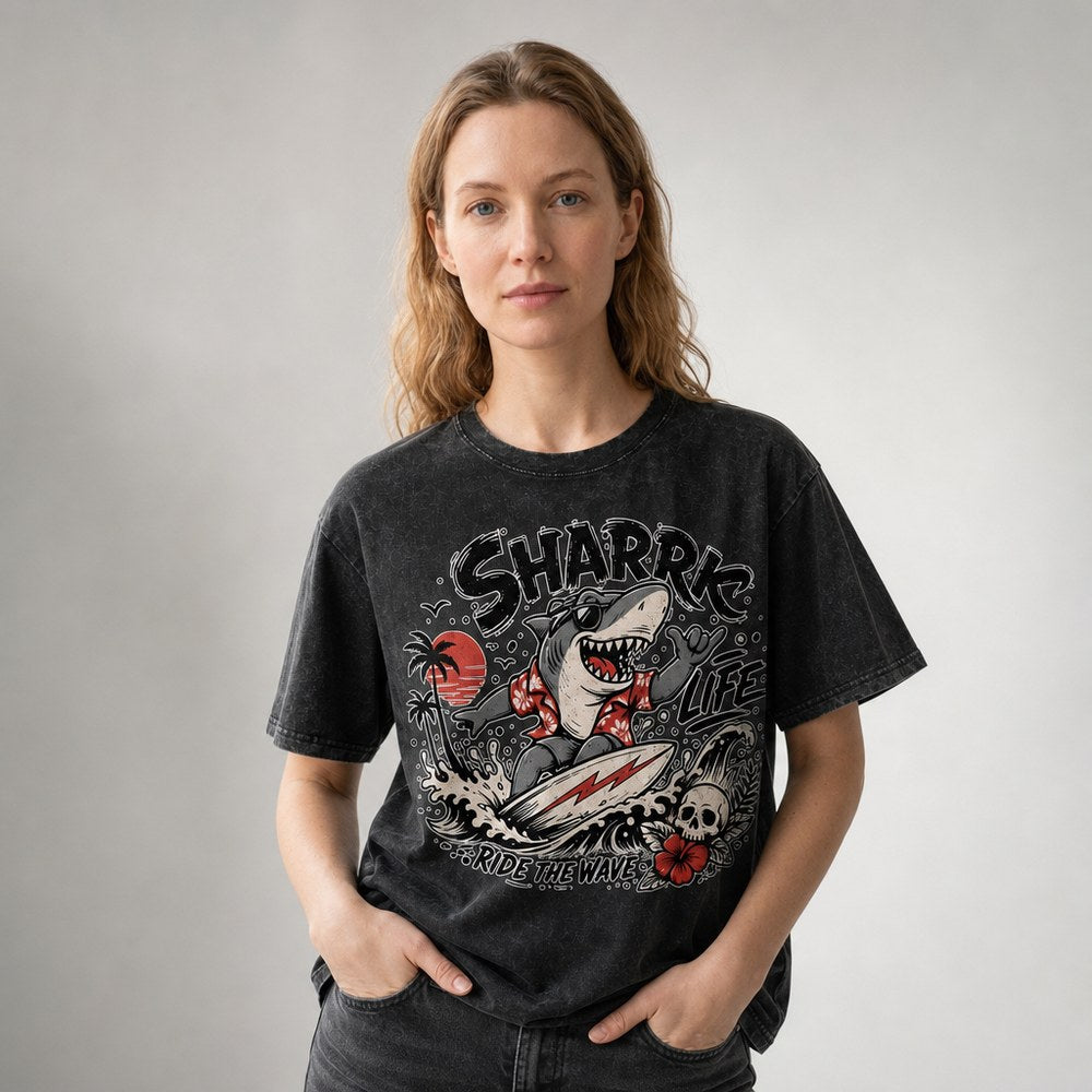 Shark Life Surf Ride The Wave Graphic Apparel Collection