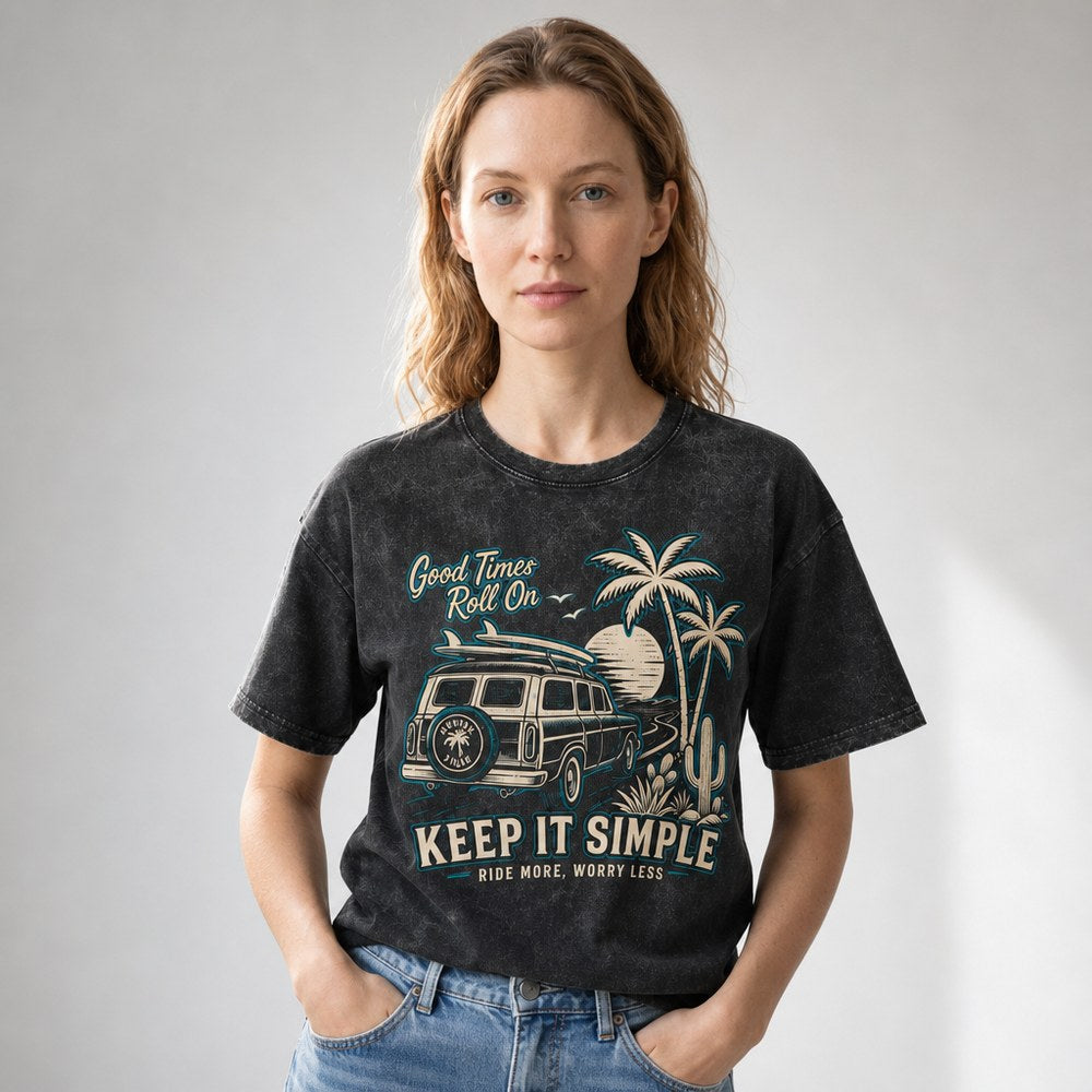 Keep It Simple Woody Wagon Surf Graphic Apparel Collection
