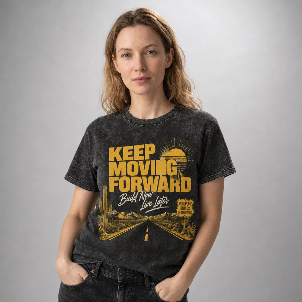 Keep Moving Forward Desert Road Discipline Graphic Apparel Collection