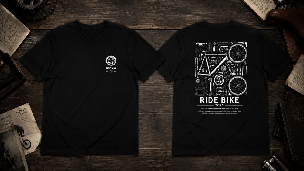 Ride Bike Vintage Mechanical Blueprint Graphic Apparel Collection (T-Shirts and Hoodies)