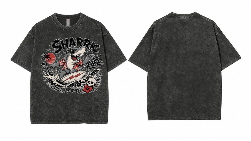 Shark Life Surf Ride The Wave Graphic Apparel Collection