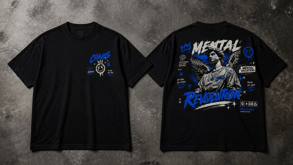 Mental Chaos Revolution Angel Statue Gothic Graphic Apparel Collection