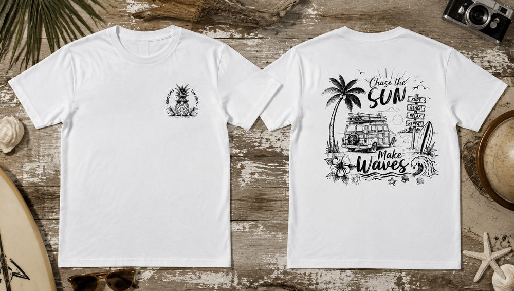 Good Times Tan Lines Beach Surf Wagon Graphic Apparel Collection