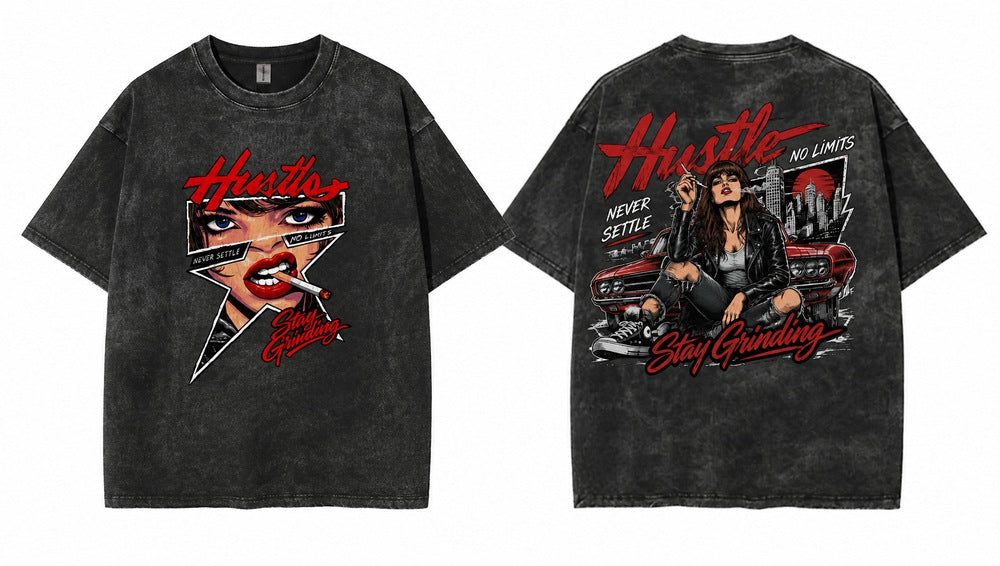 Hustle Never Settle Muscle Car Streetwear Graphic Apparel Collection