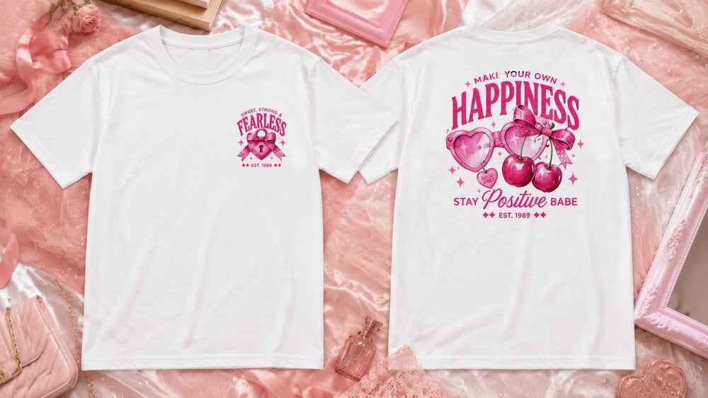 Sweet Strong and Fearless Pink Cherry Girlboss Graphic Apparel Collection (T-Shirts and Hoodies)
