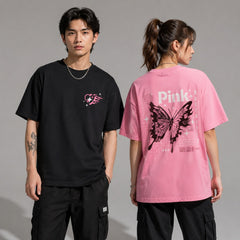 Pink Butterfly Y2K Cyber Grunge Graphic Apparel Collection (T-Shirts and Hoodies)