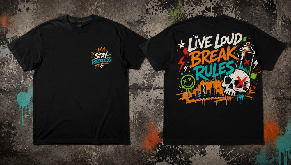 Live Loud Break Rules Streetwear Graphic Apparel Collection