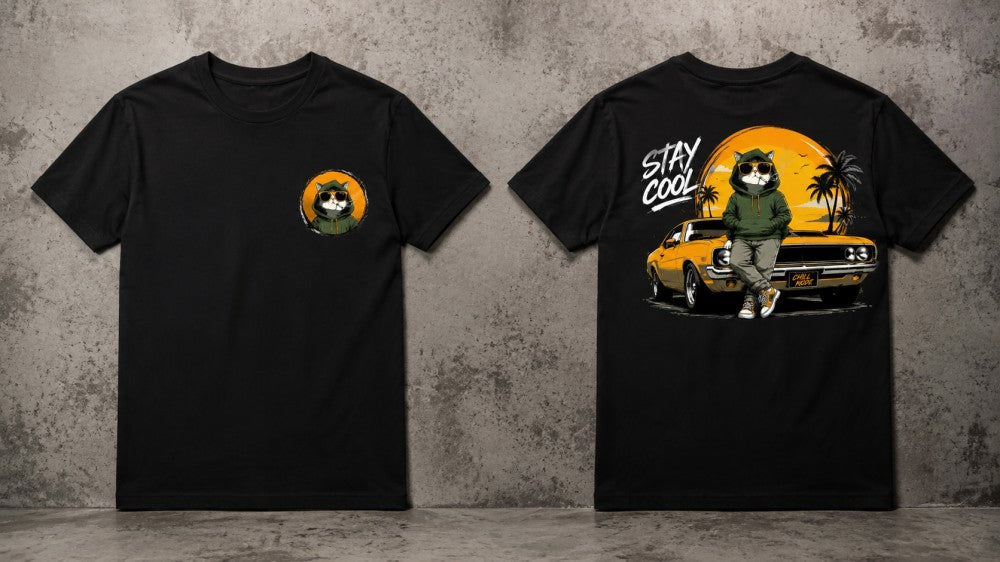 Stay Cool Cat Retro Streetwear Graphic Apparel Collection