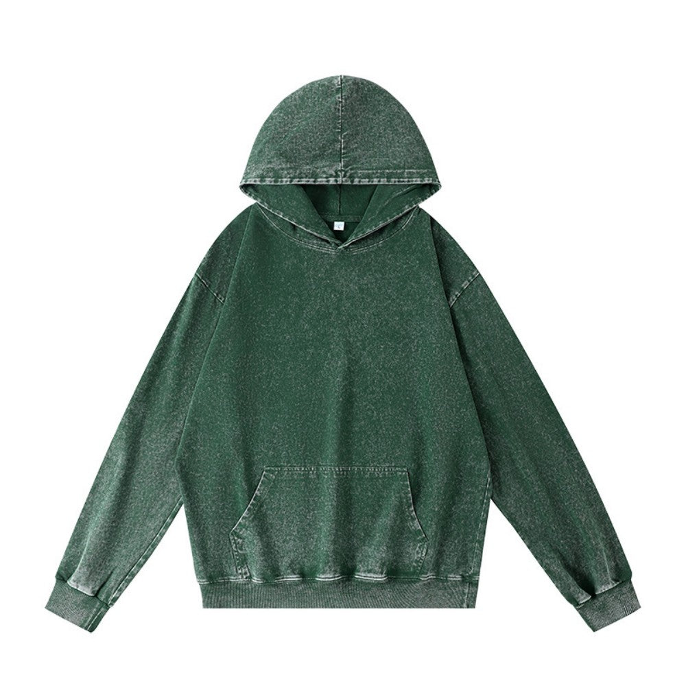 Vintage Acid Washed Heavyweight Hoodie | Retro Distressed Cotton Pullover