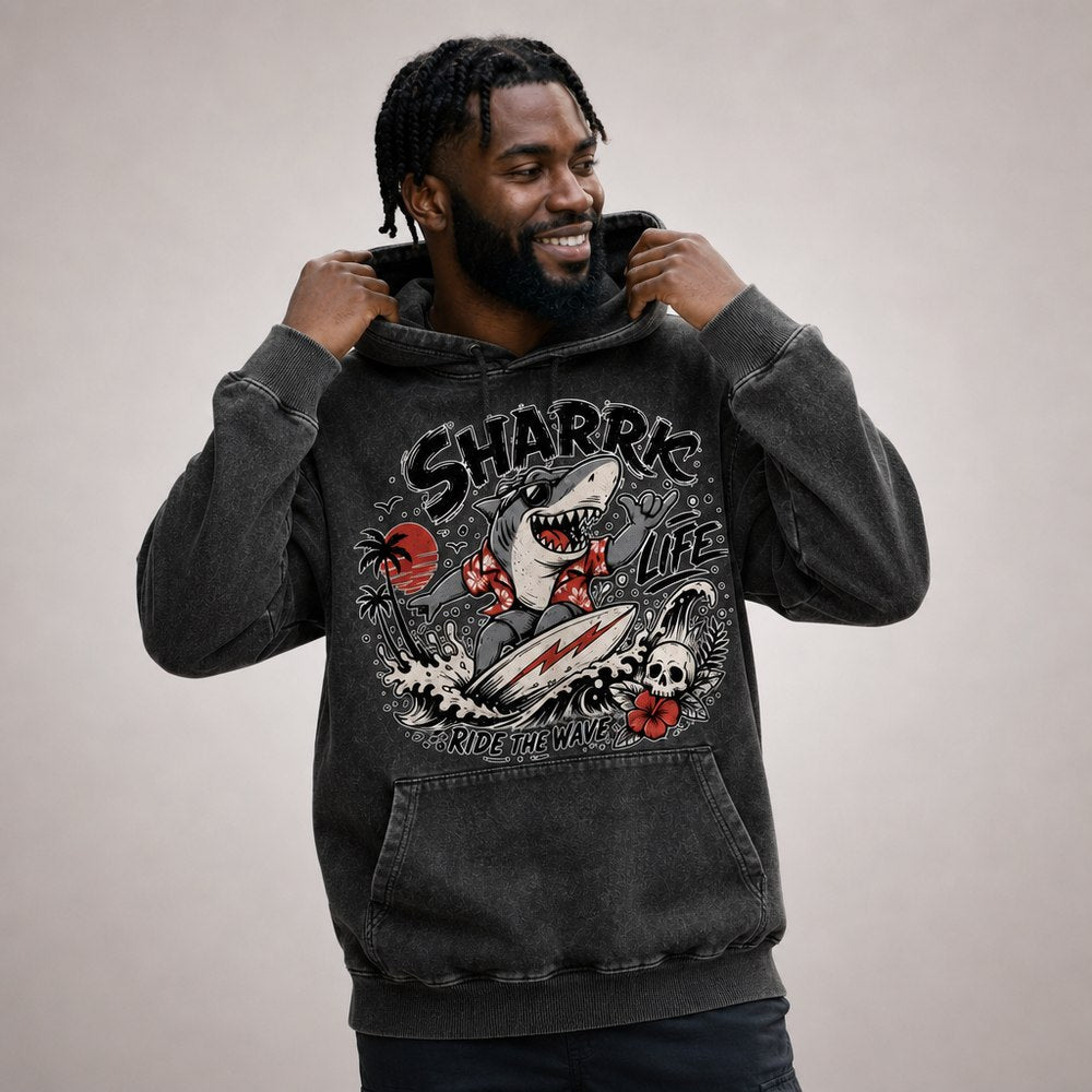 Shark Life Surf Ride The Wave Graphic Apparel Collection
