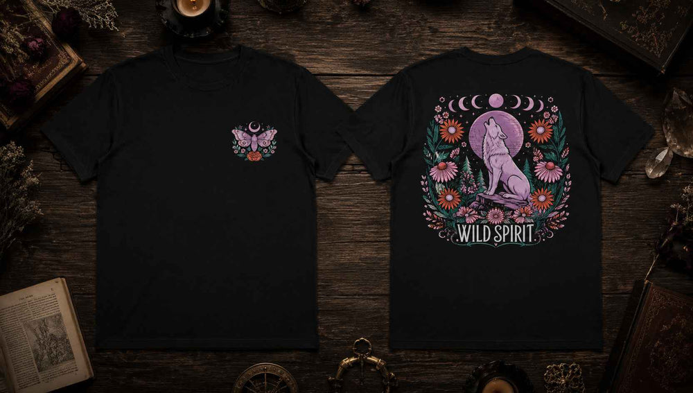 Wild Spirit Celestial Wolf Graphic T-Shirts and Hoodies