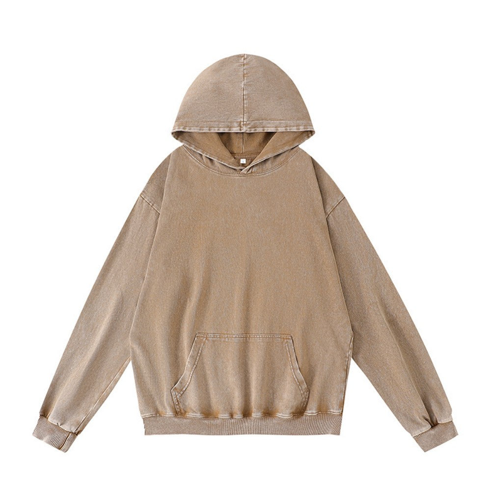 Vintage Acid Washed Heavyweight Hoodie | Retro Distressed Cotton Pullover