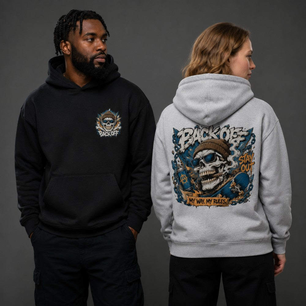 Back Off Skull Streetwear Graphic T-Shirts and Hoodies