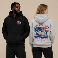 Patriotic Born To Fish Marlin Graphic Hoodies & T-Shirts
