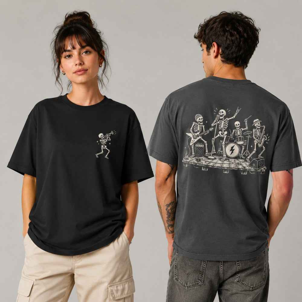 Skeleton Rock Band Graphic Apparel Collection (T-Shirts and Hoodies)