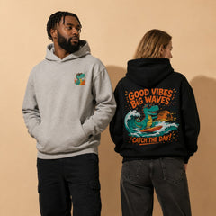 Surf T-Rex Good Vibes Big Waves Retro Surf Graphic T-Shirts and Hoodies
