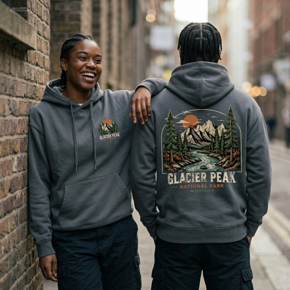 Glacier Peak National Park Retro Outdoor Graphic T-Shirts & Hoodies