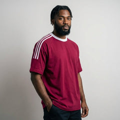 Custom Drop-Shoulder 3-Stripe T-Shirt | 100% Cotton Team Merch - MintiClothing