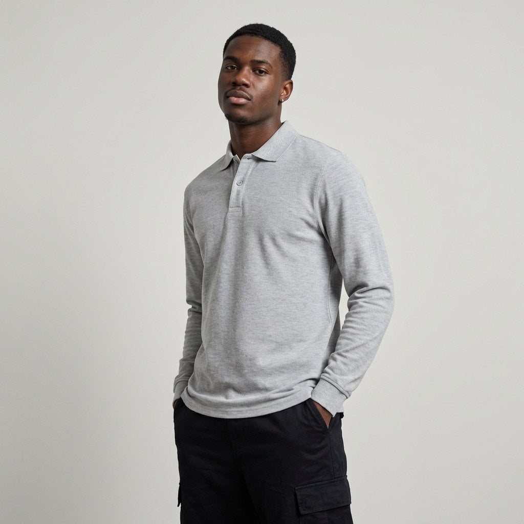 Premium Custom Long Sleeve Polo - Mercerized Cotton Pique Uniforms
