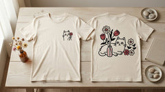 Botanical Cat Whimsical Doodle Graphic Apparel Collection