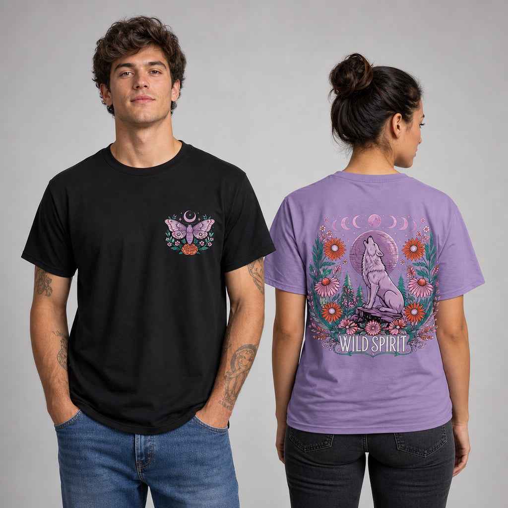 Wild Spirit Celestial Wolf Graphic T-Shirts and Hoodies