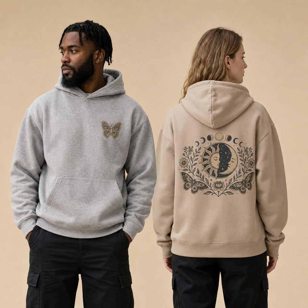 Free Spirit Celestial Butterfly Boho Graphic Apparel Collection