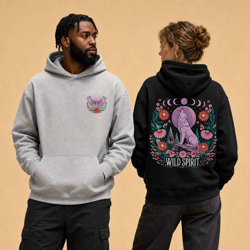 Wild Spirit Celestial Wolf Graphic T-Shirts and Hoodies