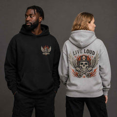Live Loud Rock N Roll Biker Graphic T-Shirts and Hoodies