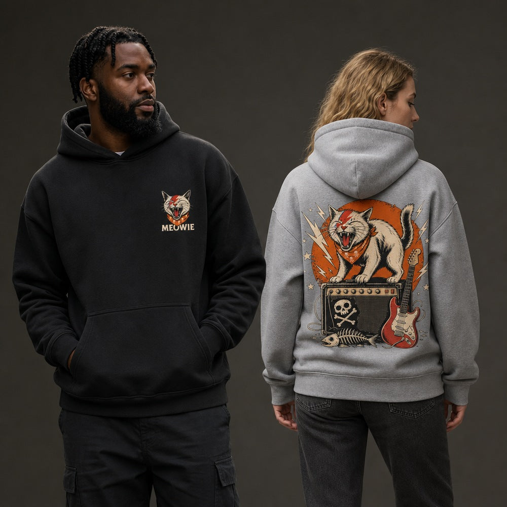 Meowie Retro Punk Rock Cat Graphic Apparel Collection