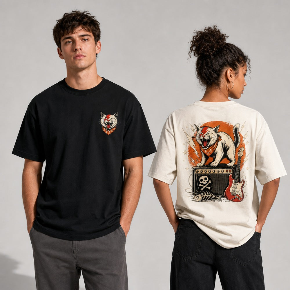 Meowie Retro Punk Rock Cat Graphic Apparel Collection