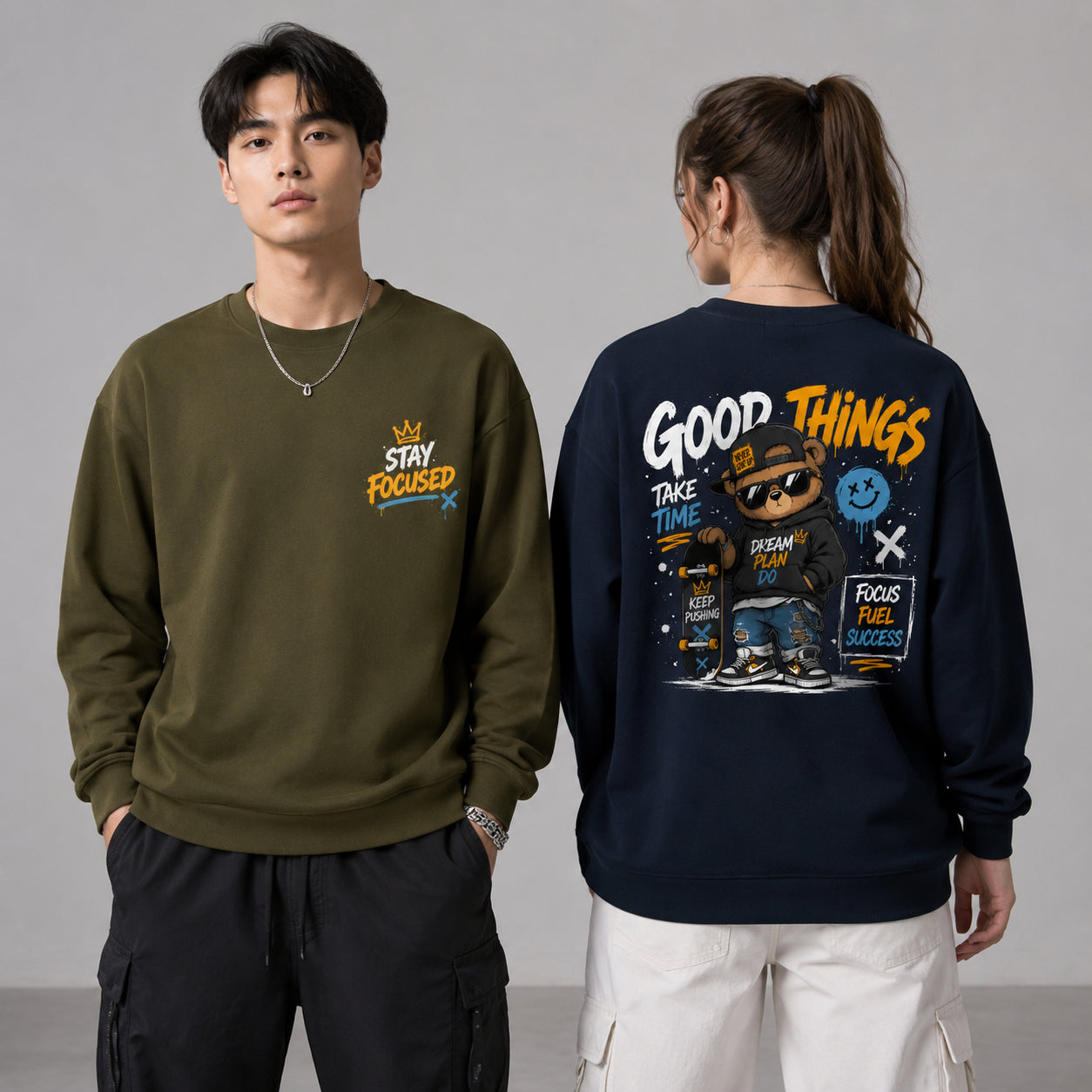 Teddy Bear Stay Focused Streetwear Graphic Apparel Collection