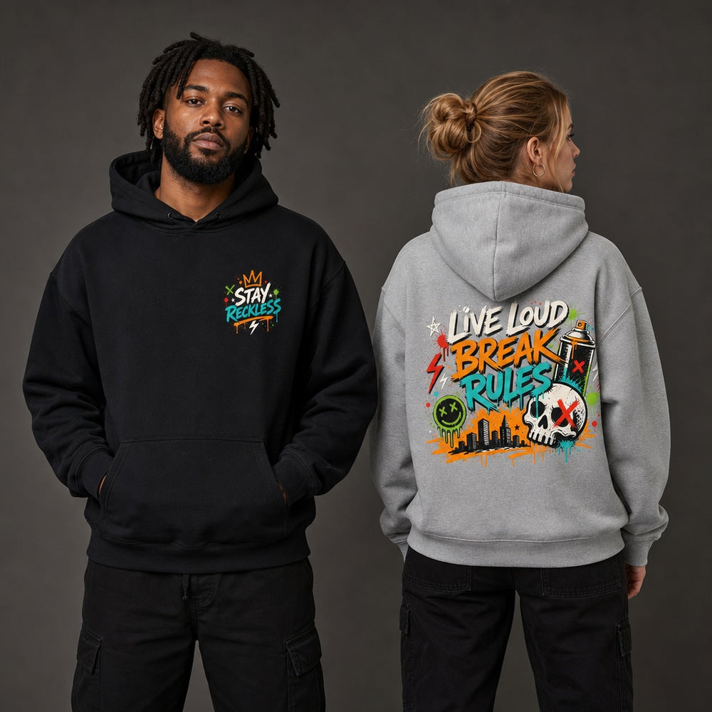 Live Loud Break Rules Streetwear Graphic Apparel Collection