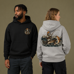 Vintage Skeleton Fisherman Graphic Apparel (T-Shirts & Hoodies)